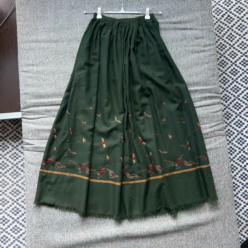 Vintage Ralph Lauren Collection 100% Wool Pheasant Maxi Skirt Size 4 Runway - Picture 12 of 16